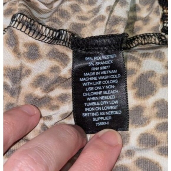 Worthington Blouse 1X Women's Brown Leopard Print Vneck Knot Tie Hem 3/4 Sleeve - Picture 8 of 8